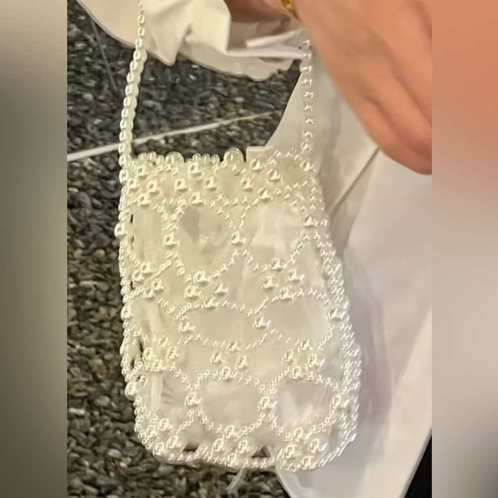 NWT Handmade Pearl-Embellished White Evening Clutch - Picture 4 of 5
